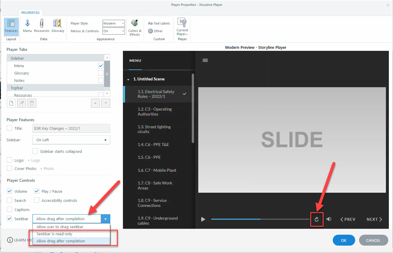 Replay button in player not working | E-Learning Heroes