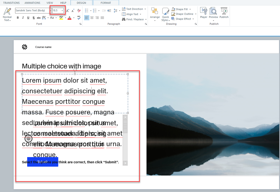 Sizing Issue Image Text re-sizing issue with template | E-Learning Heroes