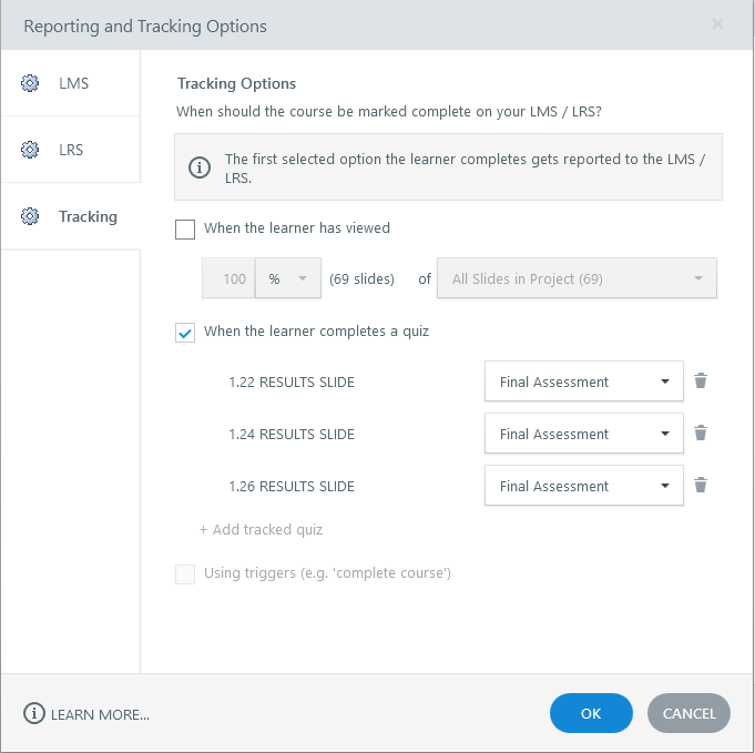 How to set the LMS status to Completed or Failed | E-Learning Heroes