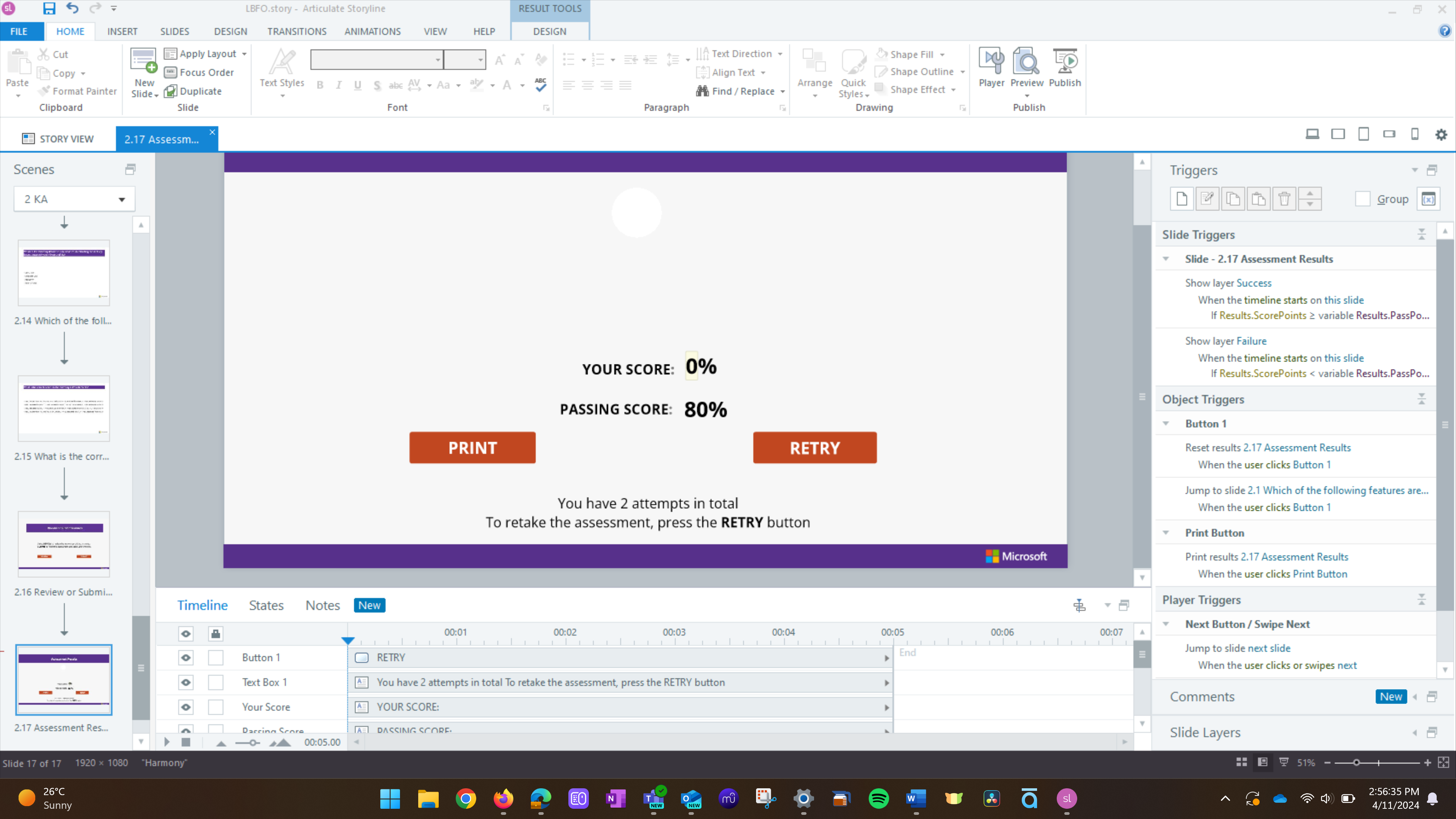 Retry Timer Timed Quiz - Timer resets when pressing Retry | E-Learning Heroes