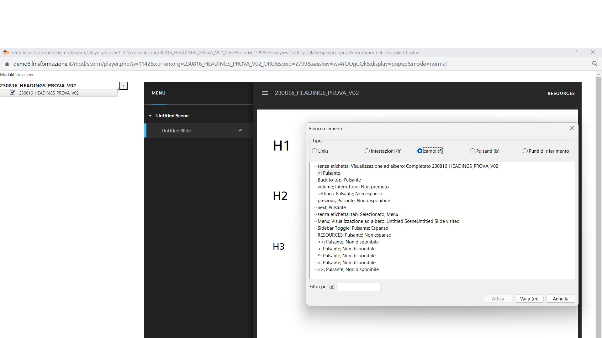 No accessibility with a screen reader when reading the header levels ...