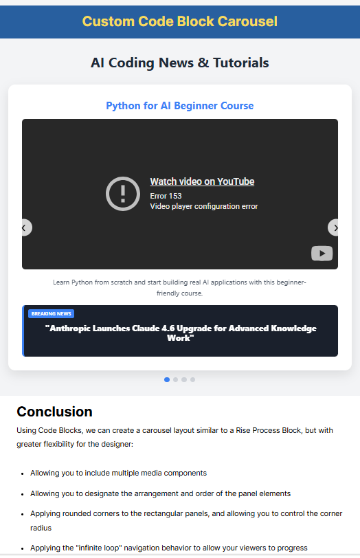 Rise Code Block Examples Improved Rise Corousels | E-Learning Heroes