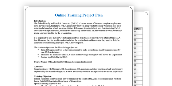 Sample E-Learning Project Plan | E-Learning Heroes