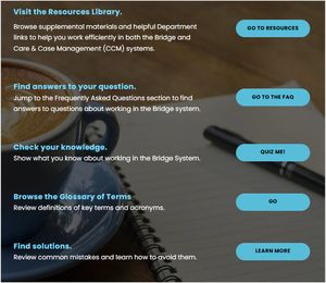 Example of a Resources Menu with buttons linked to lessons.