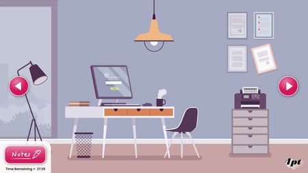 Illustration of an office. The office is part of an escape room interaction.