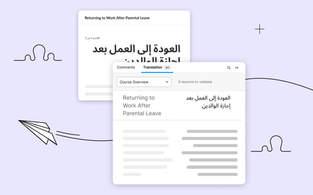 A screenshot showing an example of the language validation panel in Review 360.