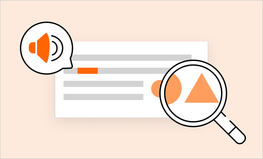 Illustration of screen reader and magnifier features highlighting accessible content elements.