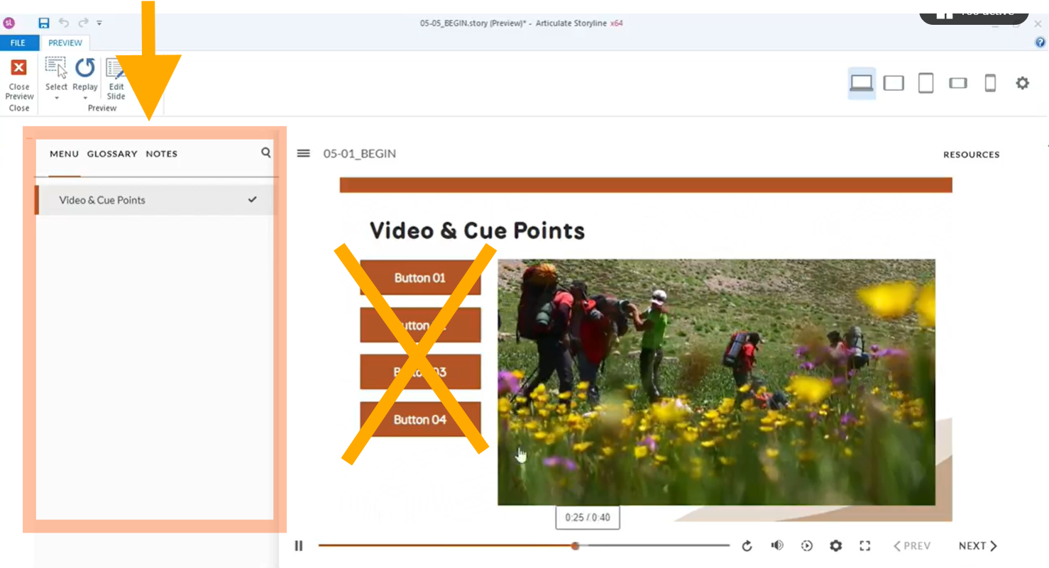 Video Cue Point using Menu instead of Trigger Button | E-Learning Heroes