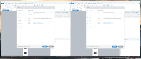 Animated gif depicting head-to-head publish performance between .NET Framework and modern .NET. The publish button is pressed first on the .NET Framework build, but modern .NET ultimately finishes well before Framework.