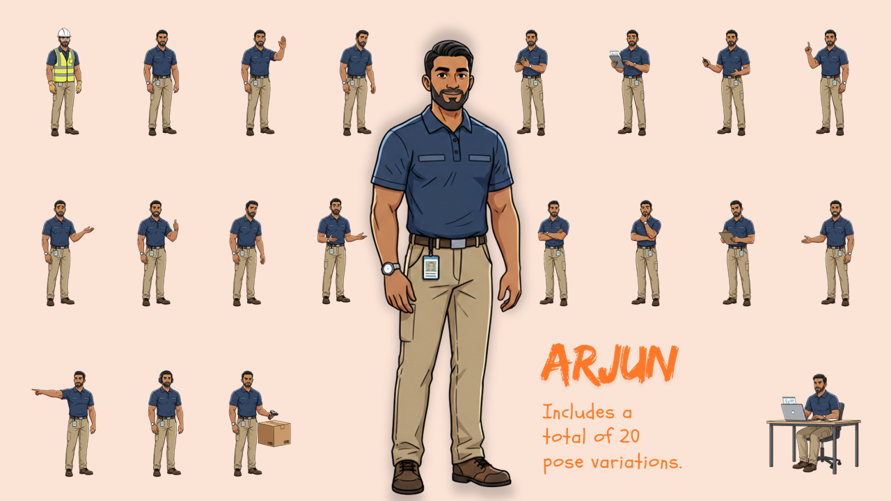 Free 20-Pose Distribution Center Manager Character | E-Learning Heroes